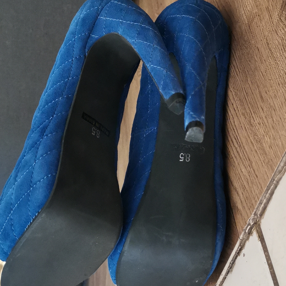 Jeffrey Campbell Battle Spike Quilted Blue Pumps 8.5 - Picture 4 of 5